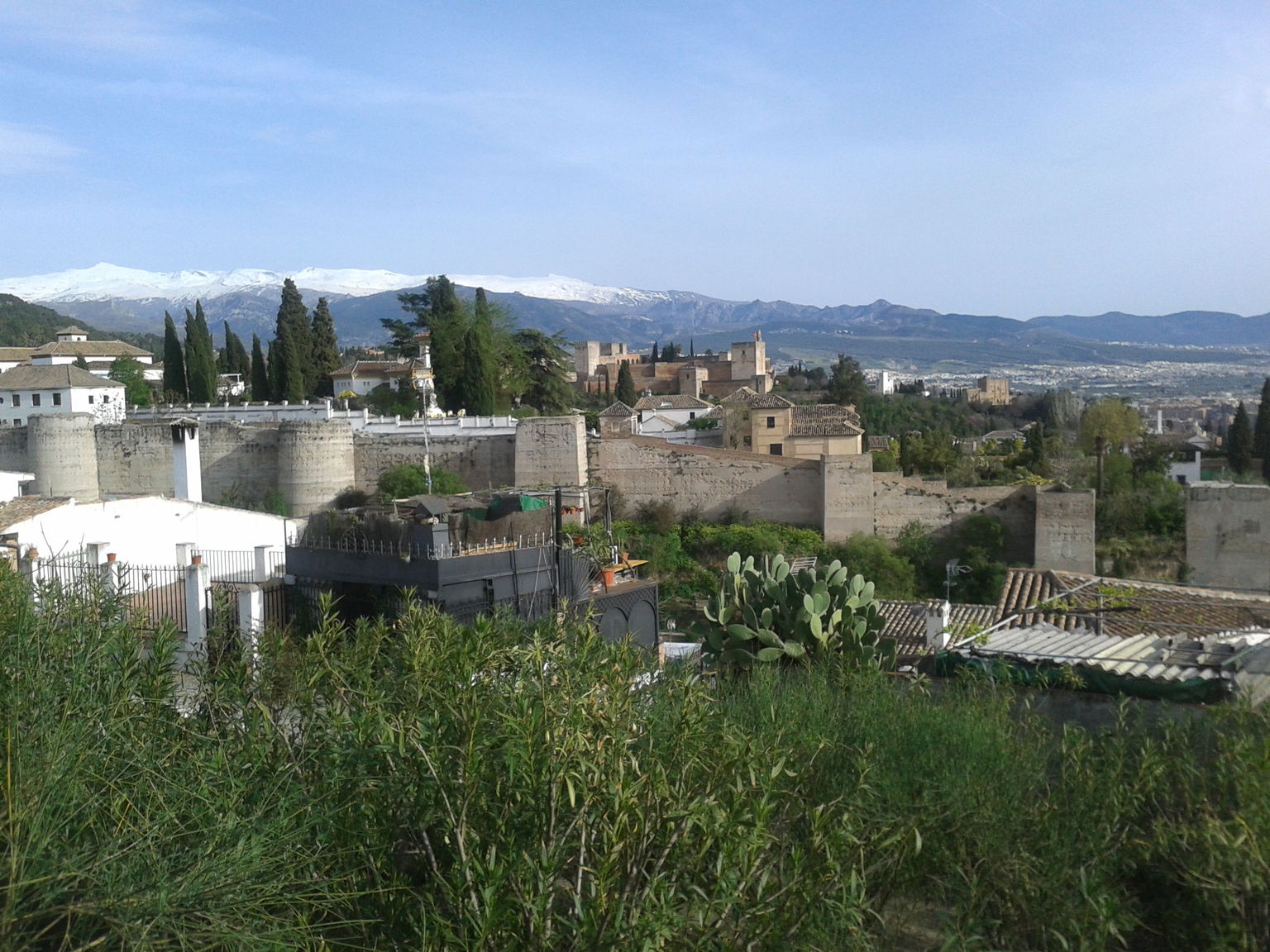 stunning panorama of the Alhambra with the snowy sierra behind